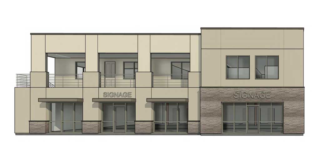 An architectural rendering of the new Riverland Homes development