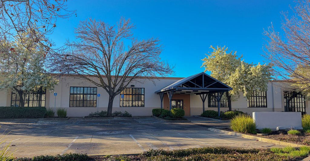 A building near the east side of McClellan Park's airstrip