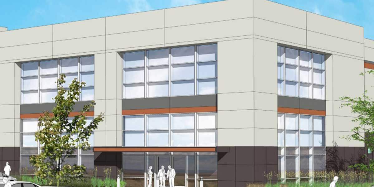 Architect's rendering of Amazon facility at McClellan Business Park in Sacramento.